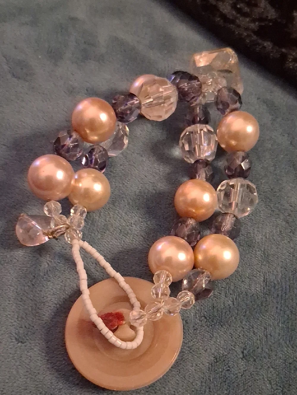 Elegant Pearl and Crystal Stretch Bracelet - Pink Pearls & Clear Crystals Sz 7.5